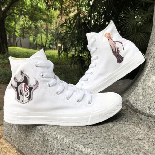 Wen Rope Soled Shoes Design Anime Bleach Canvas Sneakers Adult Unisex White Black High Top Skateboarding Shoes for Boy Girl