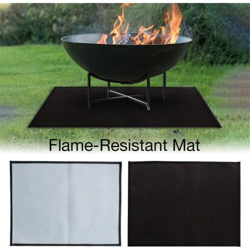 BBQ Grill Mat Square Flame-Resistant Mat Fireproof Mat Grass Floor Rug Silicone Coated Fireproof Grill Mat Backyard Floor Rug