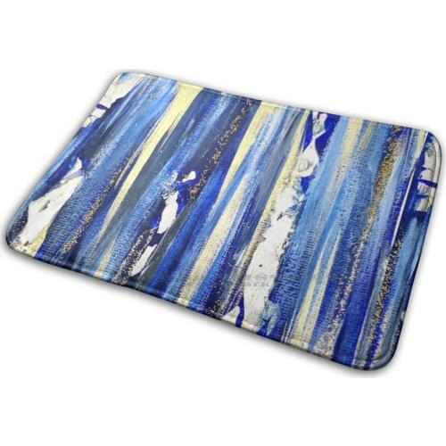 Navy Streak Mat Rug Carpet Anti - Slip Bedroom Entrance Door Mat Navy Navy And Gold Navy Art Abstract Art Abstract Artist Painte