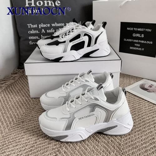 New Sneakers Women 2021 Breathable Mesh Casual Shoes Fashion Sneaker Lace Up White Leisure Female Vulcanize Shoe Platform