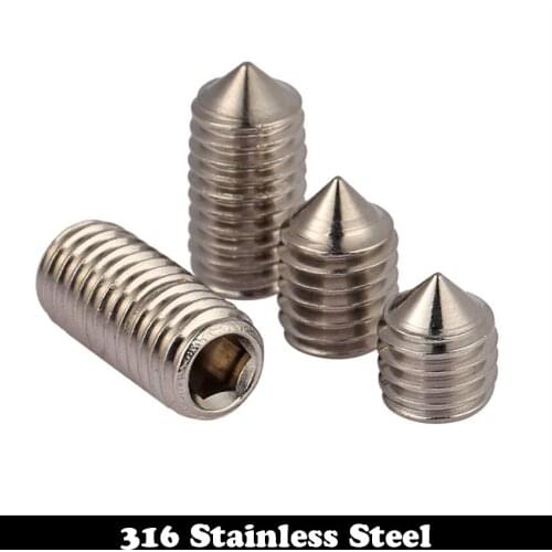 M10 M10*20 M10x20 M10*25 M10x25 M10*30 M10x30 316 Stainless Steel DIN914 Hex Hexagon Socket Allen Head Grub Cone Point Set Screw