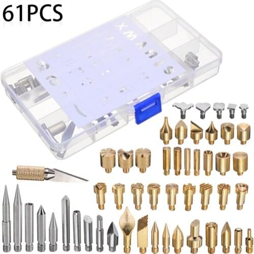 61Pcs Wood Burning Tips Kit Carving Burner Pyrography Soldering Iron Wood Leather Engraving Burning Pen For DIY Art Embossing