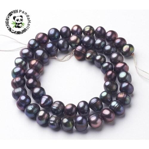 Natural Potato Pearl Bead Strands for Jewelry Making DIY, PrussianBlue, 7~10x7~8mm, Hole: 0.6~0.7mm; about 46pcs/strand; 14.1"