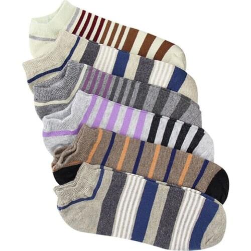 5 Pairs Men Spring Neutral Comfort Striped Cotton Happy Socks Short Shaping Fashion Sweat-absorbent Funny Male Casual Sock Meias