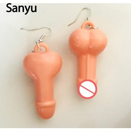 New Arrival Penis Shaped Drop Earrings Funny Night Club Party Dangle Earrings for Female Exaggerated Brincos Jewelry Wholesale