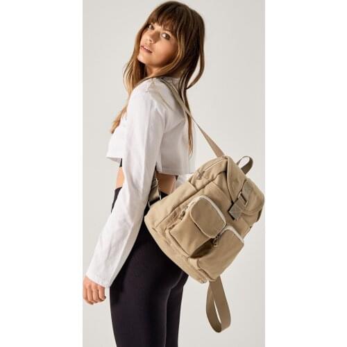 New Season Special Design Women 'S Suitable For Daily Use Durable Magenta Cream Canvas Backpack