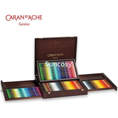 Caran D'ache Supracolor + Pablo Wooden Box 160 Pencils (3000.460), 60 Pencils (3002.460),Gift Box High-grade Gift
