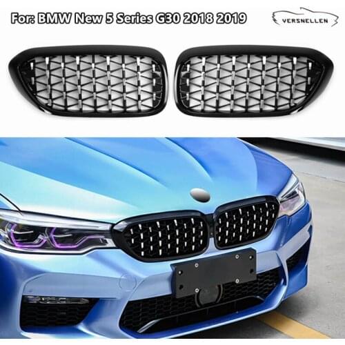 Front Kidney Grille for Bmw New 5 Series G30 G38 2018-2019 Grille Glossy Black & Chrome Front Bumper Grills Diamond Star Style
