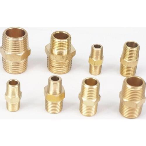 1/8" 1/4" 3/8" NPT Hex Nipple Reduer Reducing Brass Pipe Fitting Connector Adapter Max Pressure 229 PSI