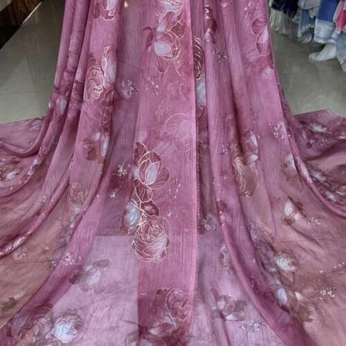 Cosplay Dress Bronzing Chiffon Fabric Floral Fabric DIY Stage Costume