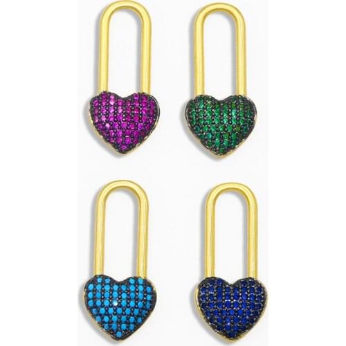 OCESRIO DIY Gold Small LOCK Pendant For Women Jewelry Multiple Colour CZ For Jewelry Components Necklace Pendant pdta065