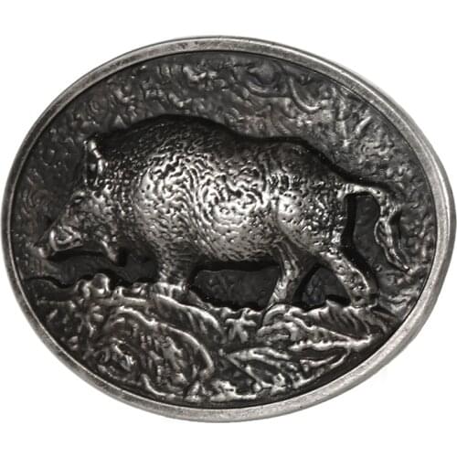 Wild boar Pig Black Oval Shape Western Belt Buckle Cowboy Rodeo Small Gold Belt Buckles for Men Women