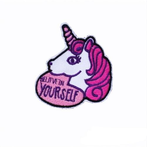 Pulaqi Lovely Unicorn Patch Embroidered Iron on Patches for Clothing Cartoon Stickers Stripes For Clothes Appliques Washable DIY