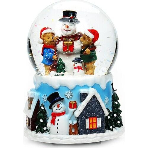 Christmas present for his girlfriend light-emitting Christmas bear the crystal ball music box of my girlfriend birthday