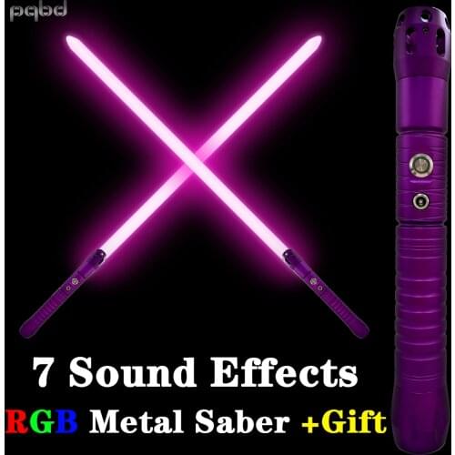 Pqbd Light Saber Original Movie Sound Effects Laser Sword Purple Metal Handle Automatic 11Color Changing Lightsaber Toy