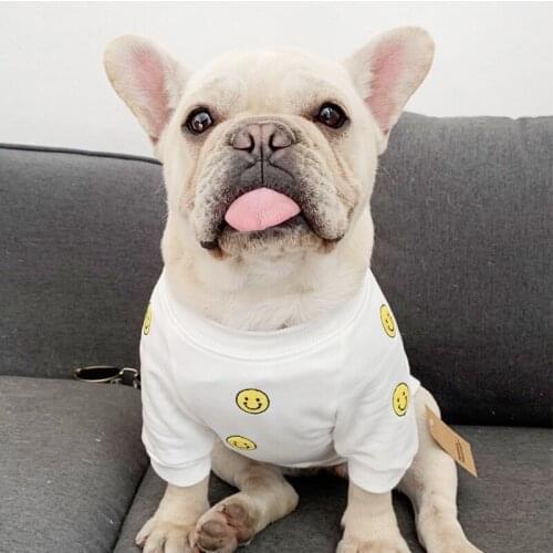 Smiley Face French Bulldog Sweater Spring Autumn Pet Dog Clothes for Small Dogs Chihuahua Tshirt Yorkie Puppy Pug Costume