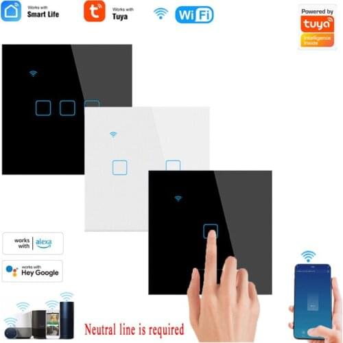 1/2/3/4 gang TUYA WiFi Smart Touch Switch 100-240V Home Wall Button for Alexa and Google Home Assistant EU Standard Hot Sale