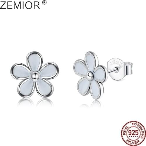 ZEMIOR 100% 925 Sterling Silver Stud Earrings For Women Fresh Leaves Luxury Female Earring Wedding Fine Jewelry New Arrival