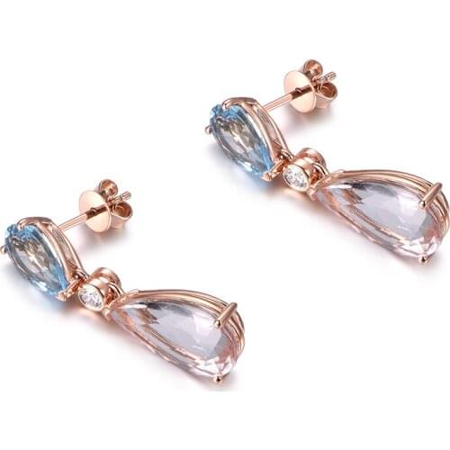 Platinum 14K high grade jewelry inlaid female Earrings Morgan gem girl party anniversary Christmas fashion birthday present