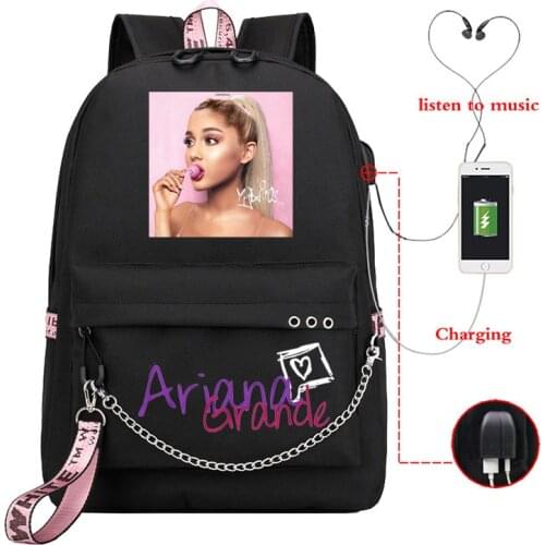 Bookbag Mochila Feminina Ariana Grande Backpack Usb Charging School Bags Teenage Girls Laptop Back Pack Women Travel Bagpack