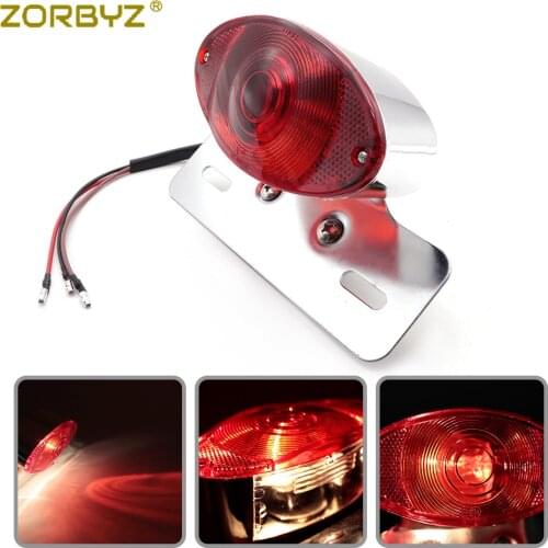 ZORBYZ Motorcycle Chrome Tail Brake Light License Plate Holder Bracket For Cafe Racer Chopper Bobber Custom