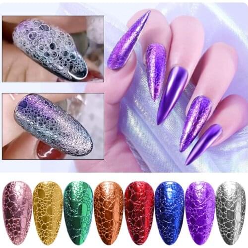 1 Box Bubble Nail Glitter Powder Magic Mirror Effect Chrome Pigment Dust Shining Pink Rose Gold for Nail Art Decoration
