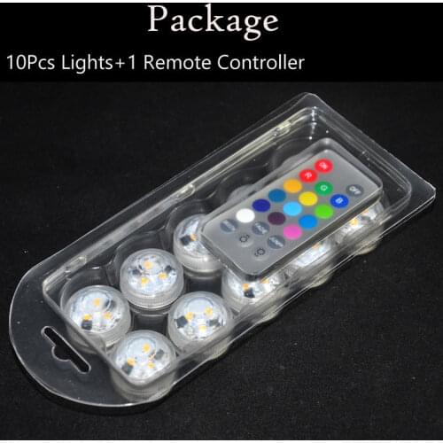 10pieces/lot White,Warm White, RGB Multicolors Submersible Floralytes Battery Operated Waterproof Mini LED Tea Light with Remote
