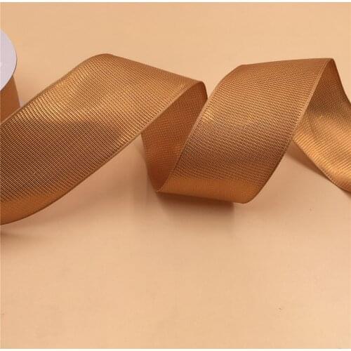 38MM X 25yards Rose gold lurex metallic ribbon gift wrapping wired edge ribbon N2030