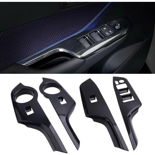 4 Pcs Carbon Fiber Style Inner Window Switch Panel Trim Cover Fit for Toyota CHR 2016 2017 2018 2019