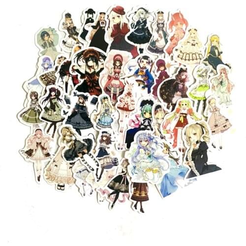 42pcs/pack Sen Goth girl Lolita girl sticker Handbill sticker homemade watercolor hand-painted daily scrapbooking stickers