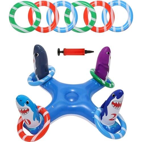 6PCS Outdoor Swimming Pool Inflatable Ring Toss Game Set Floating Pool Toys Beach Party Supplies Party