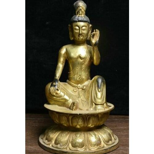 8.4" Old Tibet Tibetan Copper Buddhism Kwan-yin Guan Yin Boddhisattva Statue