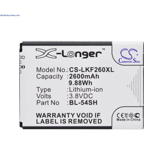 Cameron Sino 2600mAh Battery BL-54SG, BL-54SH for LG D722,D724,D725,D728,D729,F260,F300,F320,F520,G2,G3 mini,LS885,F7,L8,L80,L90