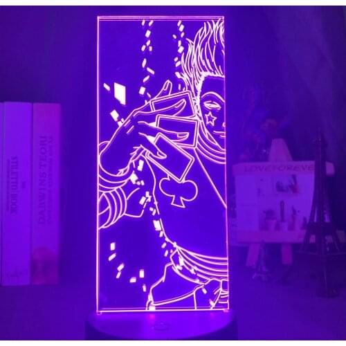 Acrylic 3d Night Light Led Color Changing Nightlight for Kids Bedroom Decoration Light Anime Hunter X Hunter Hisoka Lamp Gift