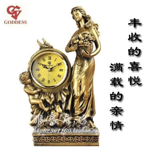 HOME DECORATION ACCESSORIES RESIN TECHNOLOGY OF EUROPEAN RETRO SEAT CLOCK SILENT SEAT CLOCK ALARM TABLE CLOCK