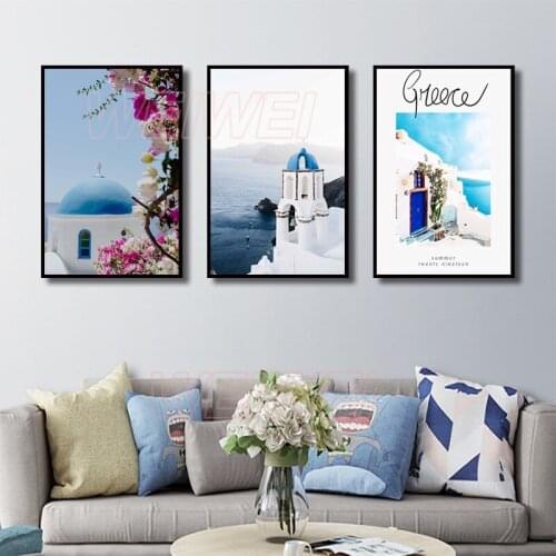 Architectural Poster Canvas Painting Blue Architecture Beautiful Scenery Character Decoration Simple As Bedroom Living Room Wall