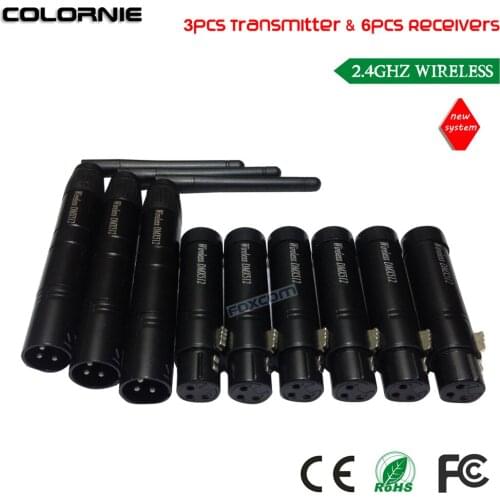 DHL Free Shipping Wireless Solution Compatible DMX Transmitter and Receiver, 3 Male and 6 Female