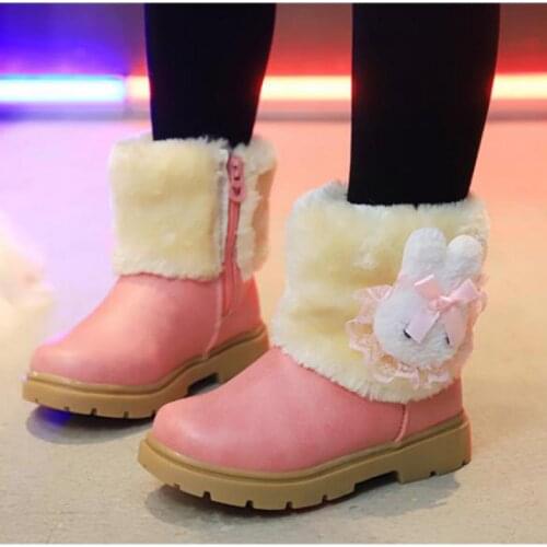 0-8y Children Shoes Kids Boots Winter Baby Martin Boats Girls Ankle Boots Pu Leather Shoes Cartoon Rabbit Non-Slip Sneakers y34