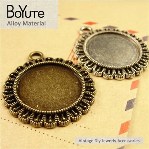 BoYuTe (50 Pieces/Lot) 20MM Cabochon Base Vintage Accessories Parts Antique Bronze Silver Bezel Pendants for Jewelry Making
