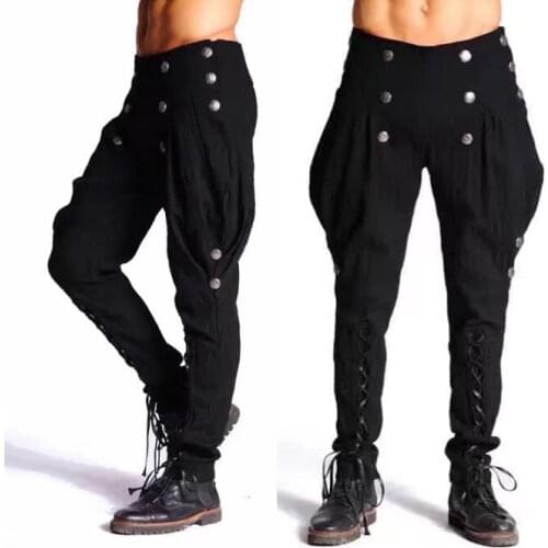 Black personality rivet trousers mens pants harem pant mens feet trousers fashion pantalon homme street novelty autumn street