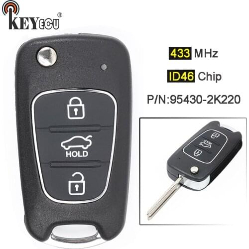 KEYECU 433MHz ID46 Chip P/N: 95430-2K220 Upgraded Flip Folding 3 Button Remote Car Key Fob for Kia Soul 2010 2011 2012 2013