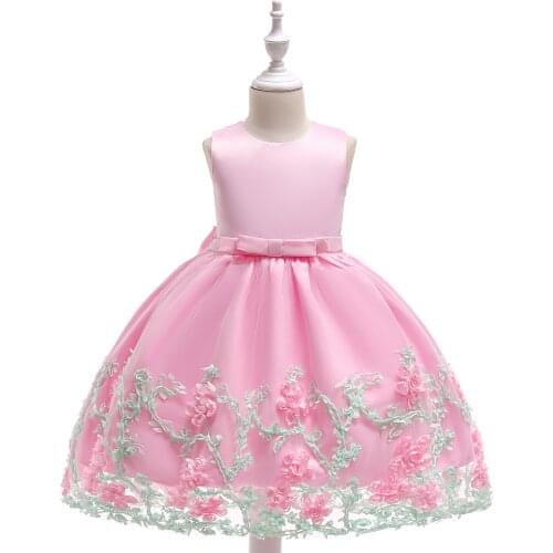 Pageant Kid Dress for Girl Wedding Tulle Lace Embroidery Flower Girl Dress Children Elegant Princess Party Ball Gown Clothing