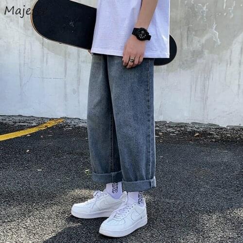 Men Jeans Vintage Plus Size 3XL Loose Straight Male Harajuku Baggy All-match Leisure Chic Student Denim Retro Trendy Trousers