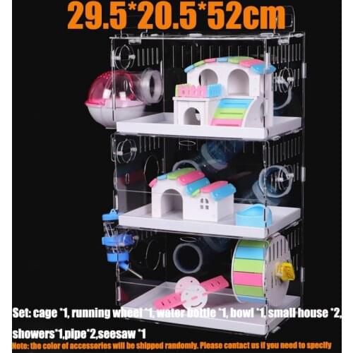 Hamster House Transparent Acrylic Small Pet Cage Oversized Villa Guinea Pig Basic Cage Toy Supplies Package Nest With The Pipe