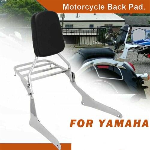 Chrome Motorcycle Rear Passenger Sissy Bar Backrest Luggage Rack Support Pad for Yamaha XVS1300A Midnight Star