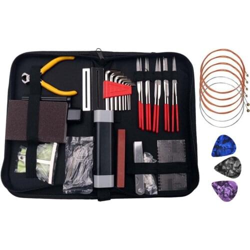Guitar Tool Kit Repairing Maintenance Tools Guitar Care 3 in 1 String Winder Leveling Action Ruler Fret Sanding File Set