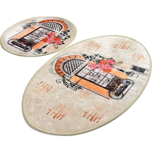 Cafe Bathroom Area Rugs Non-slip Sole Carpet for Bath 2 pcs/set Bath Mat Set Toilet Rugs Flannel Anti Slip Shower Carpet
