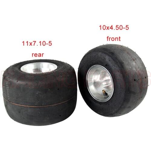 KARTING wheel tire front wheel 10x4.50-5 rear wheel 11x7.10-5 with 5 inch aluminium alloy wheel hub for GO KART ATV UTV Buggy