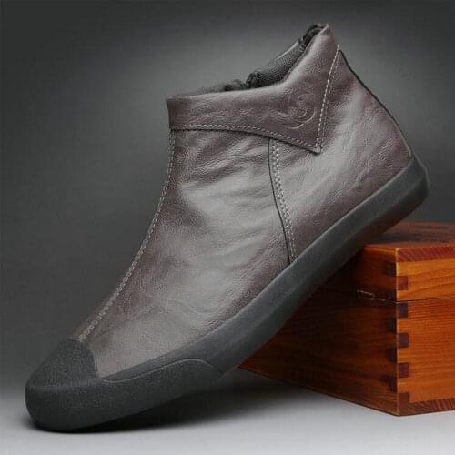 Fashion All black Sneakers Men Zapatos Hombre loafers driving shoes Winter warm fur Men Casual Flats Leather Shoes A21-84