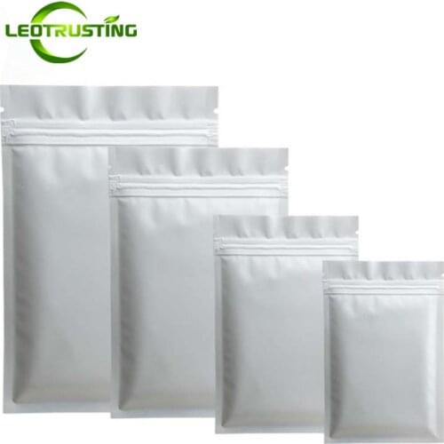 Leotrusting 100pcs Matte White Aluminum Foil Zip Lock Bag Resealable Capsule Nail Powder Coffee Jewelry Lipsticks Sealing Bags